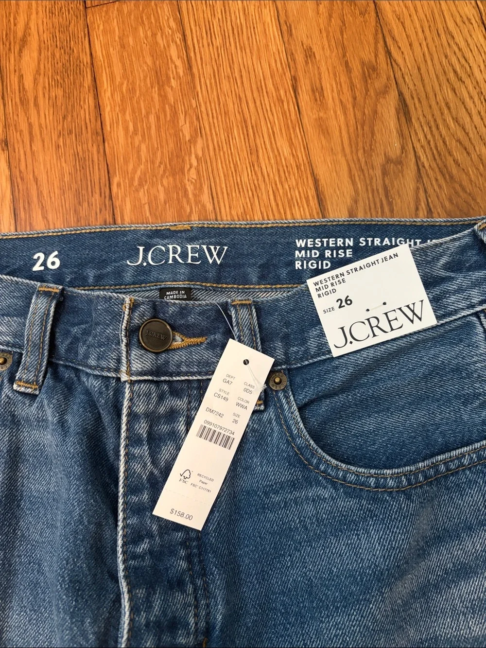 NWT J crew western straight jean size 26